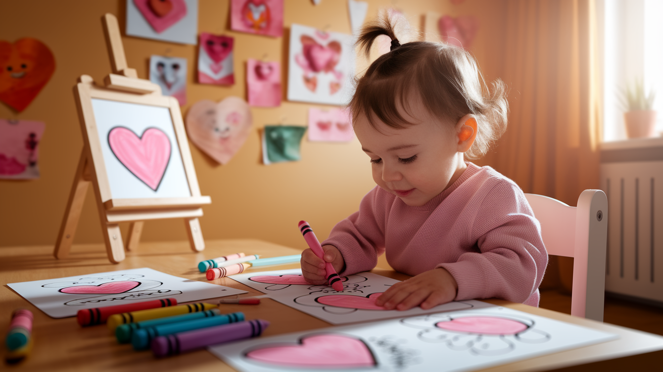 Easy Valentine-Themed Coloring Sheets