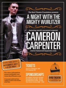 Cameron Carpenter Help with The Byrd Theatre Foundation's largest fundraiser of 2011.